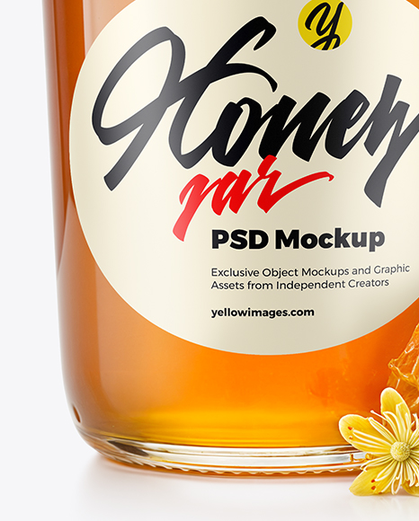 Clear Glass Jar with Linden Honey Mockup