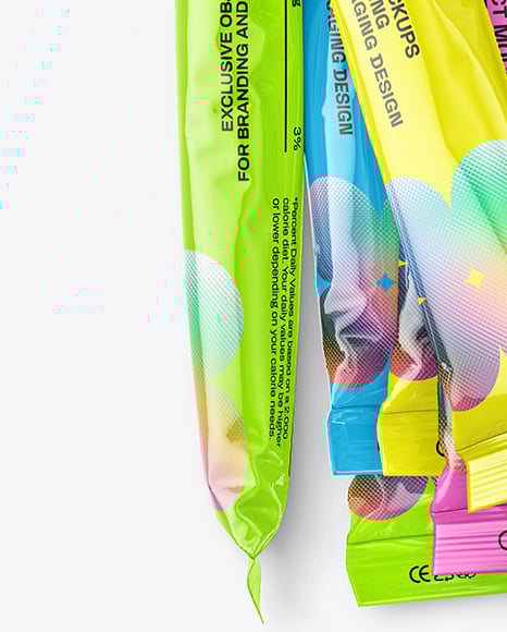 Glossy Stick Sachets Mockup