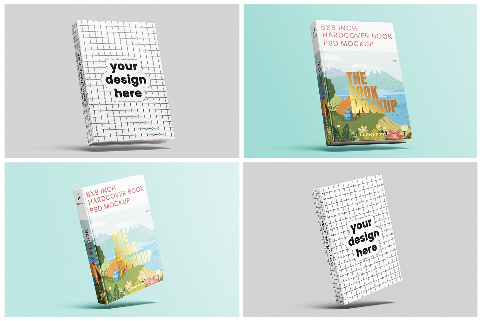 Hardcover Book 6x9 Inch PSD Mockup Set