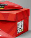 Pair of Glossy Slingbacks on Shoe Box Mockup