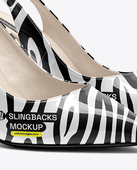 Pair of Glossy Slingbacks Mockup