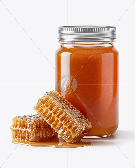 Glass Jar with Rosewood Honey Mockup