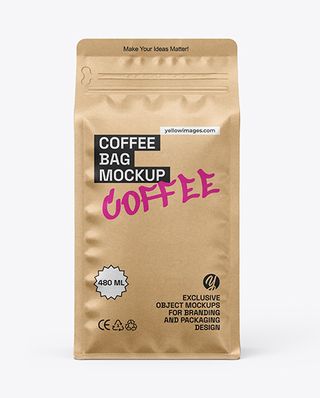 Kraft Coffee Bag Mockup - Front View - Coffee packaging mockup