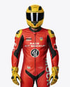 Man Wearing Moto Racing Kit Mockup