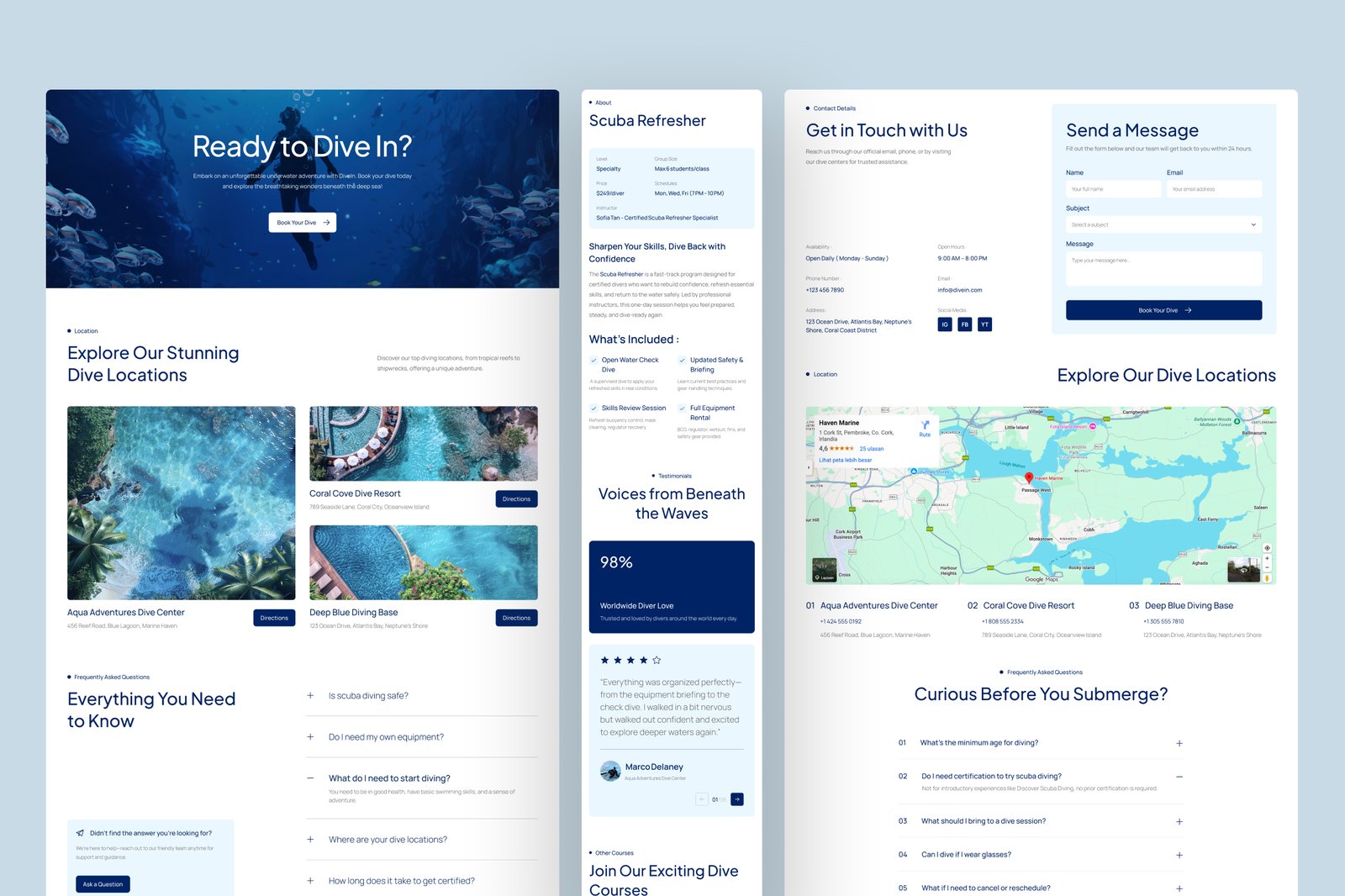 DiveIn – Scuba Diving Website UI Figma Template