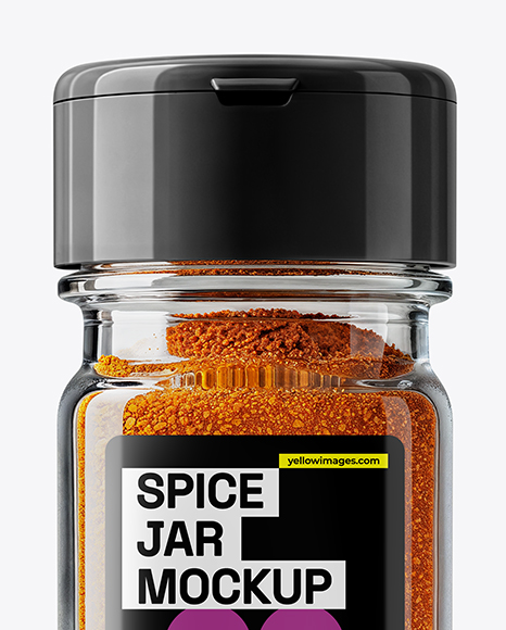 Square Glass Jar with Cayenne Pepper Mockup