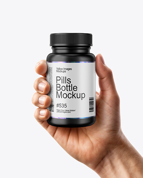Plastic Pill Bottle in a Hand Mockup