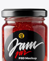 Glass Jar with Strawberry Jam Mockup