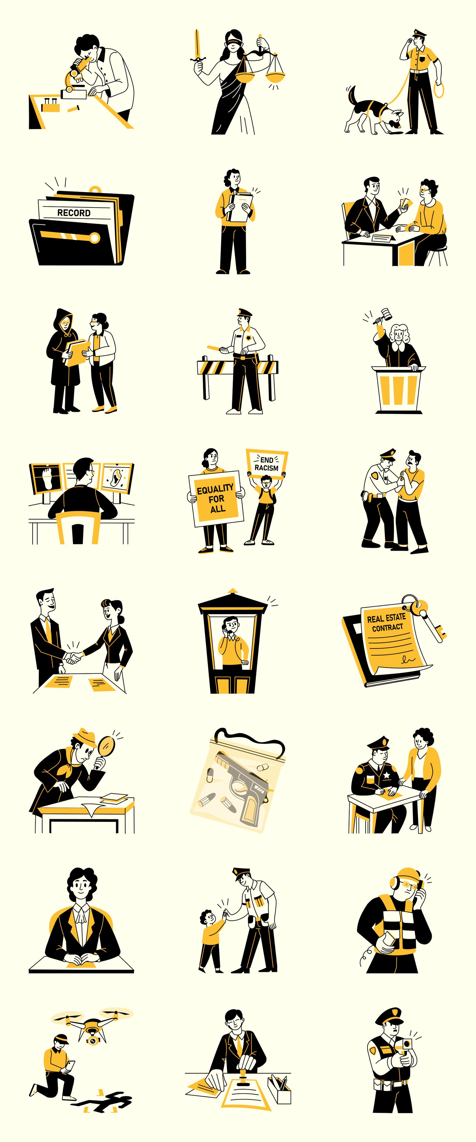 Law Drawing​​​ Illustration Set