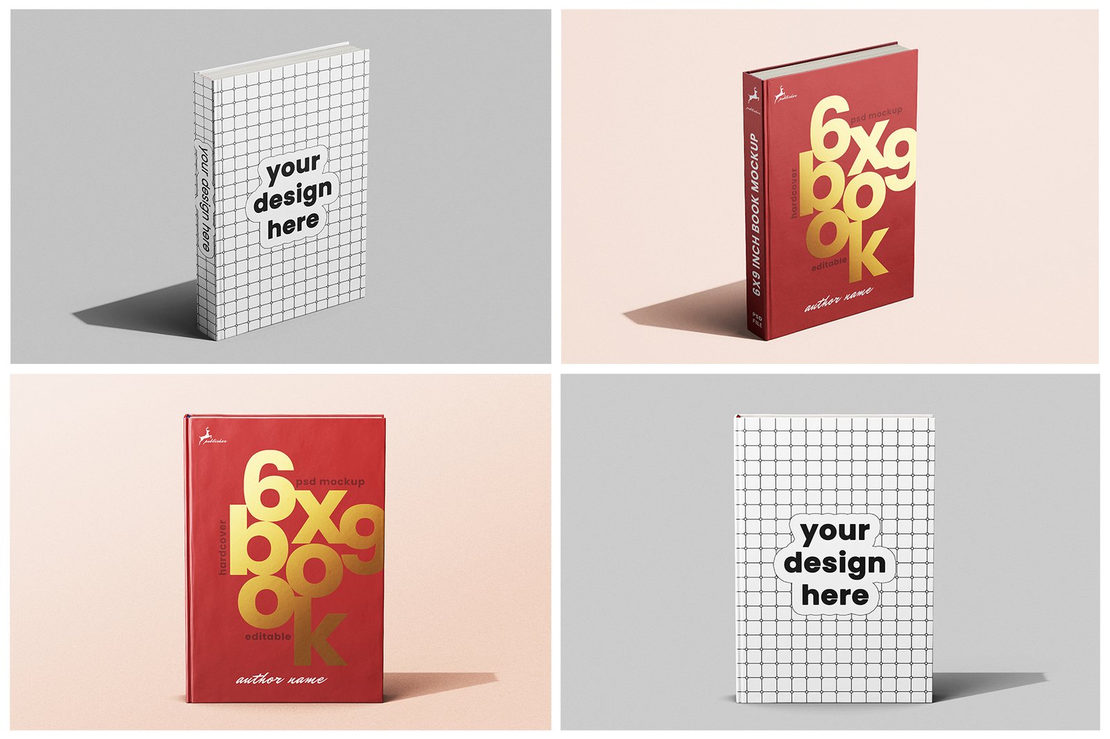 Hardcover Book 6x9 Inch PSD Mockup Set