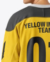 Man Wearing Ice Hockey Jersey Mockup - Back View