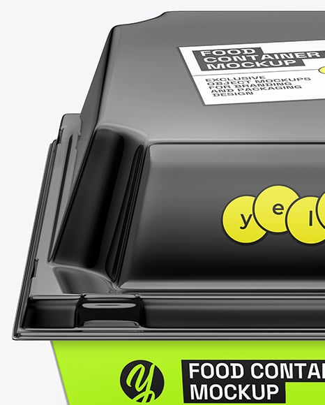 Paper Food Box with Glossy Plastic Lid Mockup