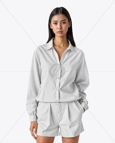 Young Woman Wearing Shirt and Shorts Mockup