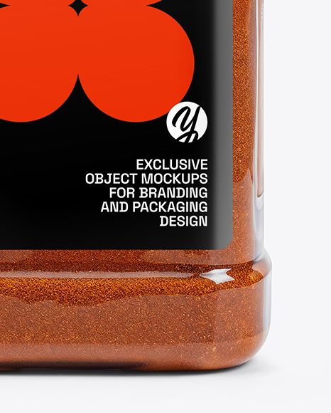 Plastic Square Spice Jar with Smoked Paprika Mockup