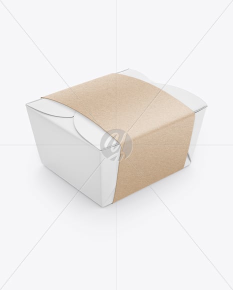 Paper Food Box in Kraft Paper Sleeve Mockup