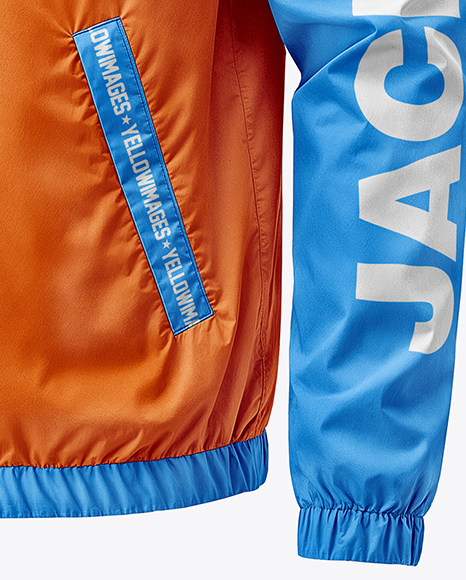 Hooded Windbreaker Jacket Mockup - Half Side View