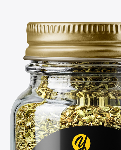 Glass Spice Jar with Oregano Mockup