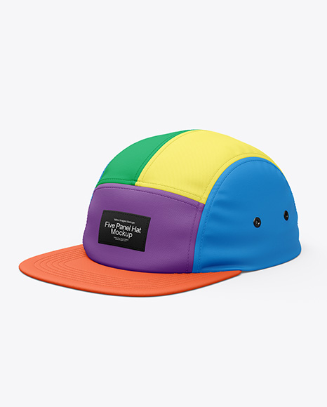 Five Panel Cap Mockup - Half Side View - Snapback+Cap+with+Sticker+Mockup+Right+Half+Side+View