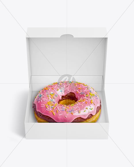 Opened Box With Donut Mockup