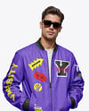 Man in Sunglasses Wearing Bomber Jacket and Jeans Mockup