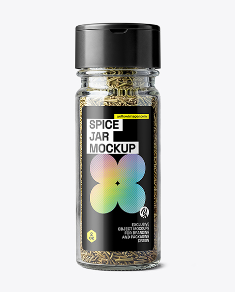 Glass Spice Jar with Rosemary Mockup - Seasoning mockup