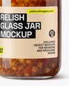 Glass Jar with Sweet Relish Sauce Mockup