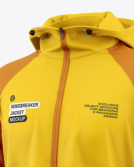Men's Anorak Windbreaker Jacket Mockup - Half Side View