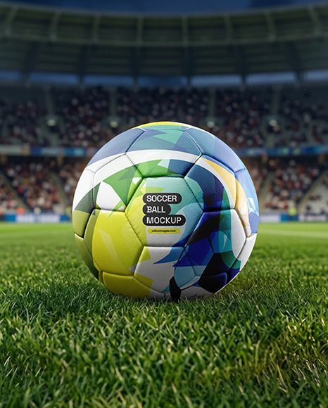 Soccer Ball on Stadium Field Mockup