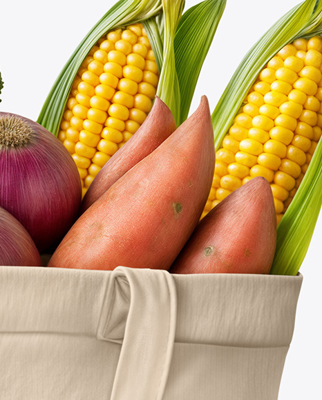 Shopper Bag with Vegetables Mockup