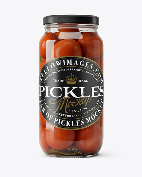 Glass Jar with Pickled Tomatoes Mockup