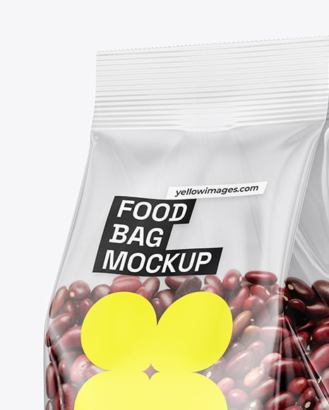 Transparent Package with Beans Mockup