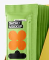 Glossy Sachets in Display Box Mockup