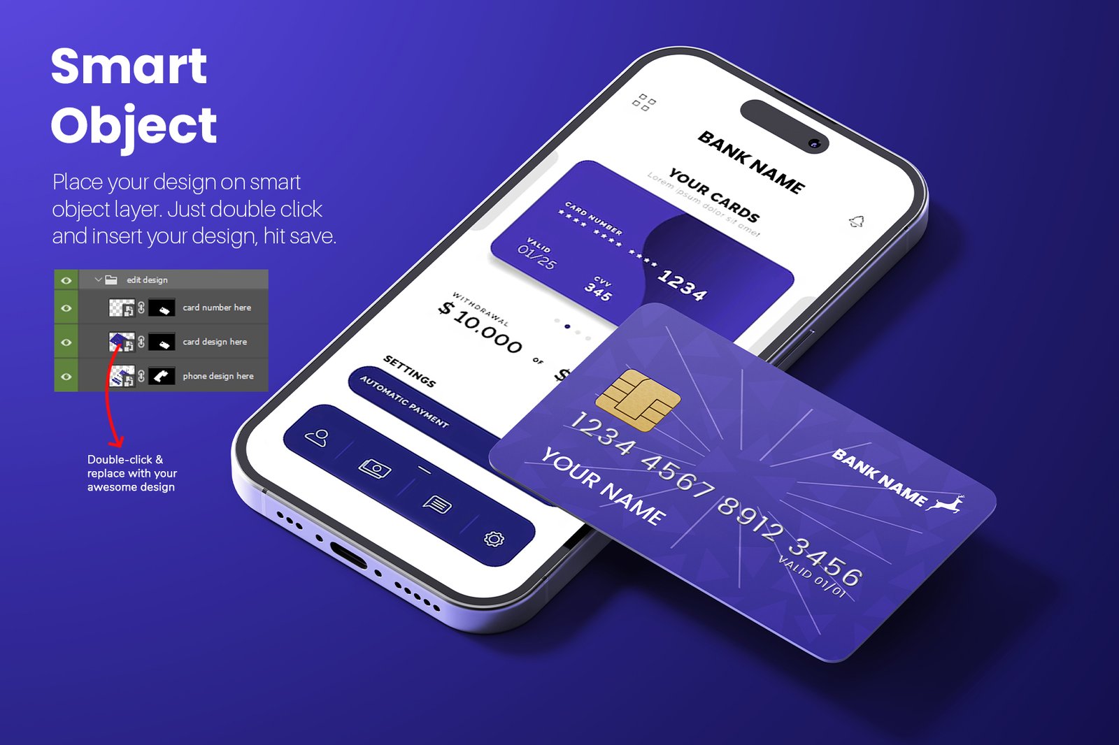 ATM Bank Card with iPhone 16 Mockup Set