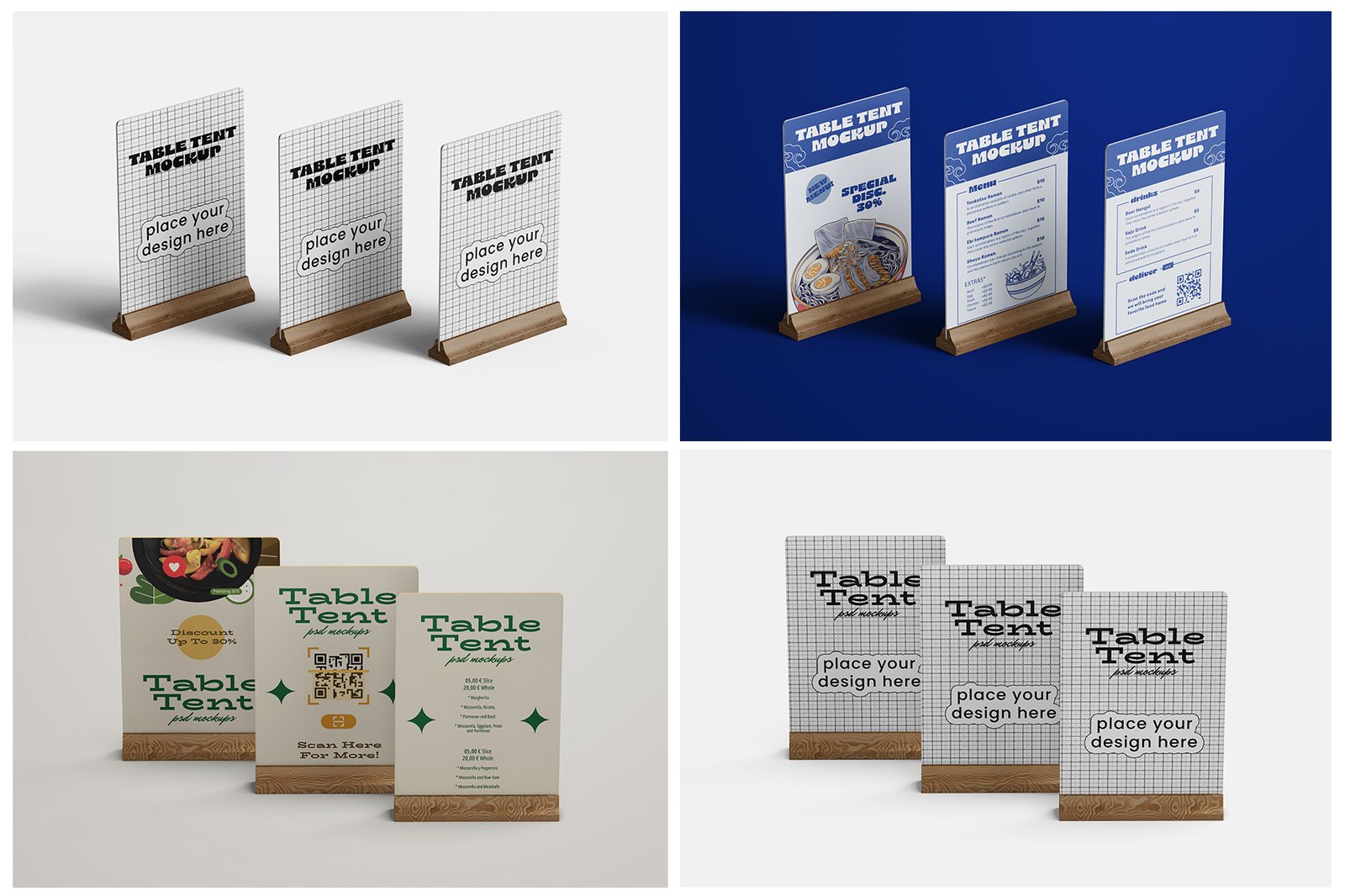 Table Tent Menu Holder PSD Mockup Set