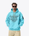 Young Man Wearing Oversize Hoodie and Pants Mockup