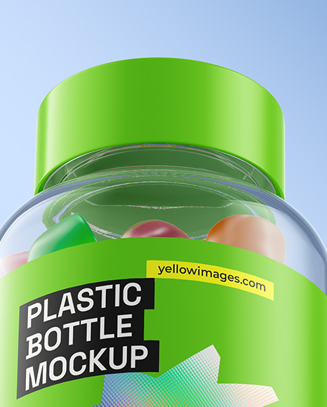 Plastic Bottle with Gummies Mockup