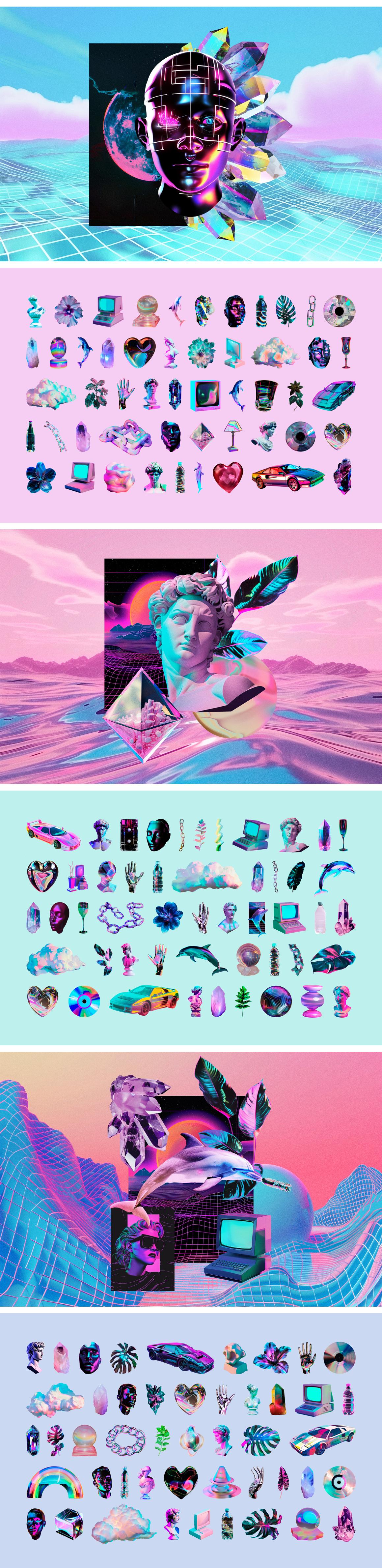 Vaporwave Collage Kit