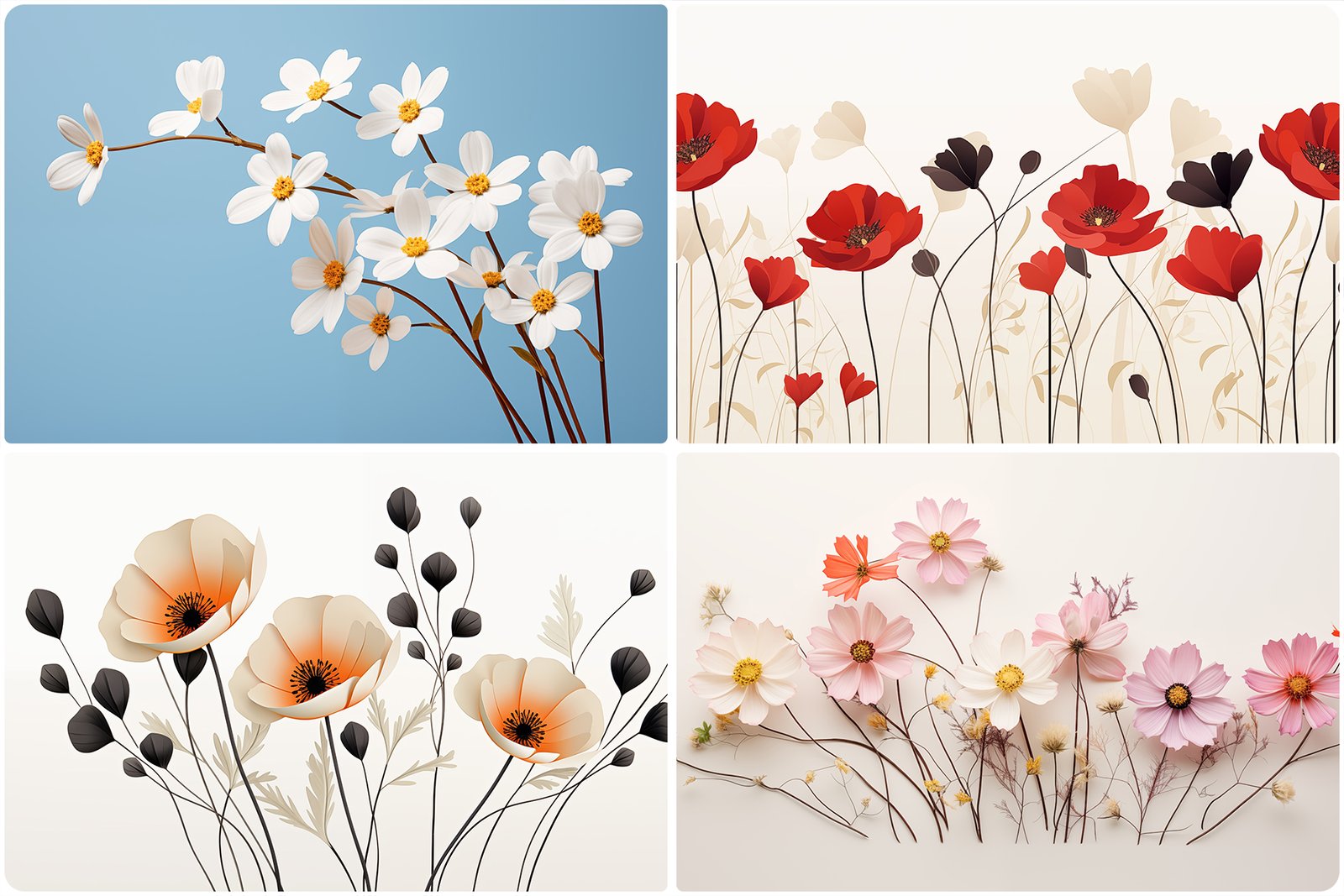 120 Flowers Poster Illustration Backgrounds