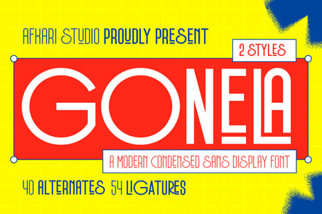 Gonela - Modern Condensed Sans Display Font - Graphic Design Assets