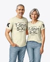 Senior Couple Wearing T-shirt and Jeans Mockup