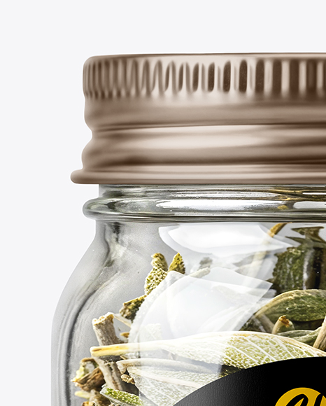 Glass Jar with Sage Herb Mockup