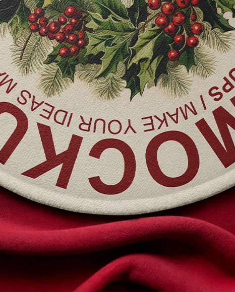 Christmas Round Rug Next to Christmas Tree Mockup