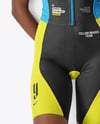 Black Woman Wearing Cycling Jersey and Bib Shorts Mockup