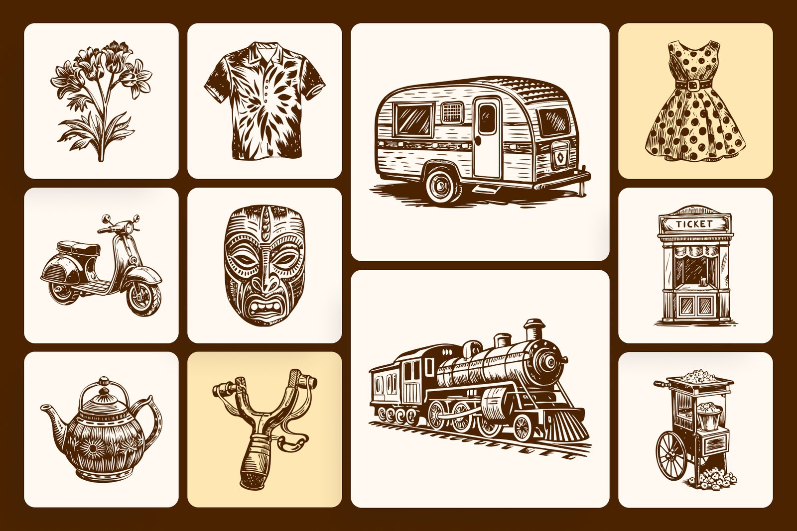 Vintage Culture Illustration Set
