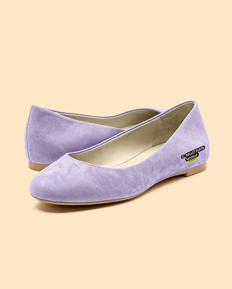 Pair of Suede Ballet Flats Mockup