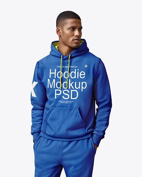 Black Man Wearing a Hoodie and Pants Mockup - Carhartt+Sweatshirts+without+Hoods+for+Men+|+Dungarees