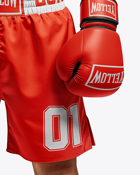 Man Wearing Full Boxing Kit Mockup