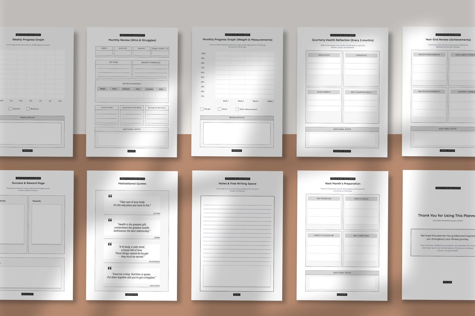 Health and Fitness Planner Bundle | Canva Templates