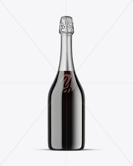 Green Glass Red Champagne Bottle Mockup