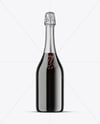 Green Glass Red Champagne Bottle Mockup